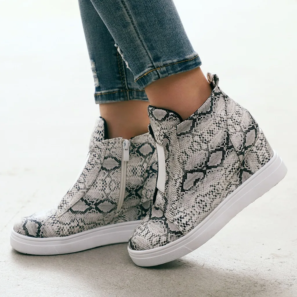 Женские Модные леопардовые ботильоны SAGACE на танкетке в стиле ретро с круглым