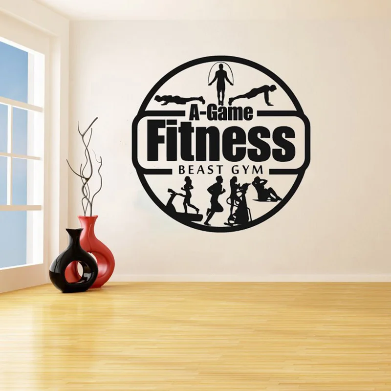 

GYM Fitness Center Sign Wall Decals Gym Workout Girl Motivation Crossfit Logo Art Vinyl Stickers Bedroom Decor Living Room P318