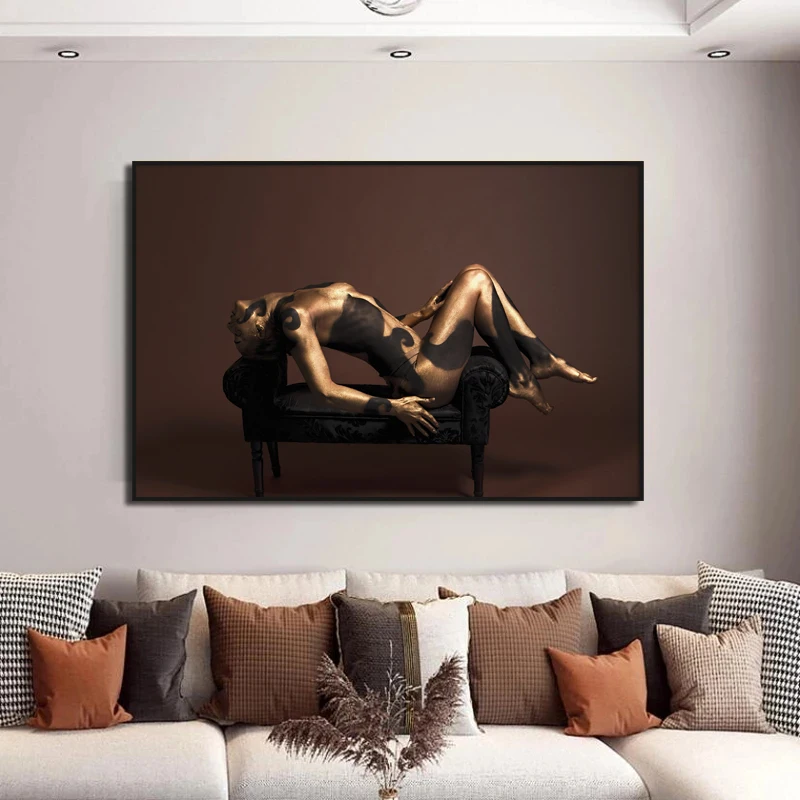 

Abstract Golden Body Women Canvas Painting Art Poster Prints Pictures Wall Art Living Room Bderoom Corridor Nordic Decoration