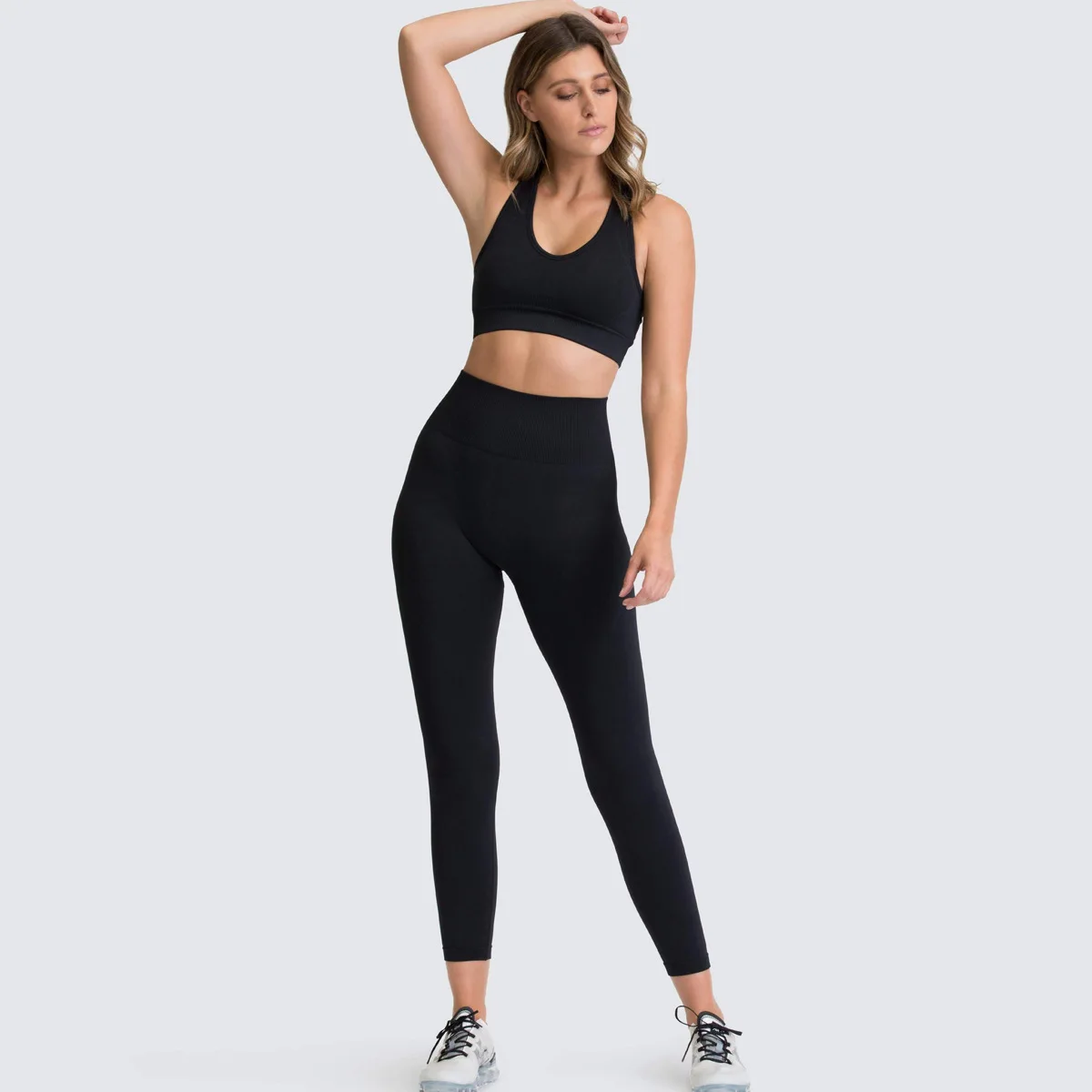 

Women Seamless Yoga Set Sports Gym Set Crop Top Bra Pad Elastic high Waist Yoga Pant Solid Yoga Outfit Fitness Set Gym Clothing