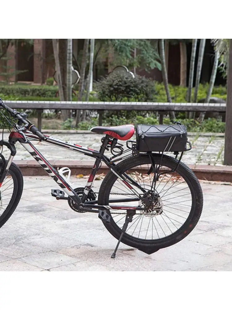 

Bicycle Rack Rear Carrier Bag PU Leather Waterproof Storage Bag 8L Reflective MTB Bike Bag Rear Rack Bag Motorcycle T3ED