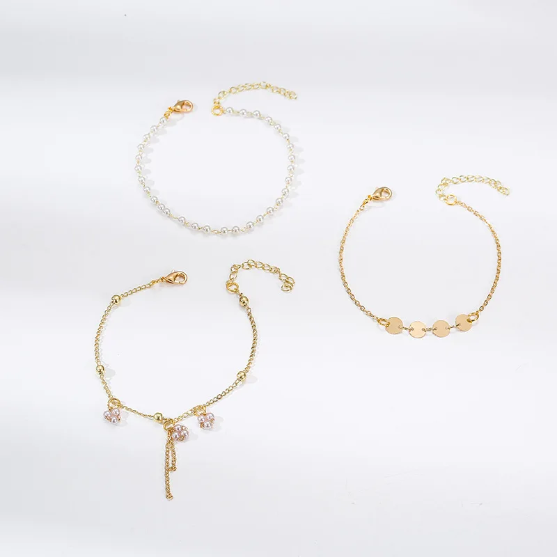 

Fashionable elegant classic ladies round piece pearl pendant bracelet set bracelets for women gifts Accessories Fashion Jewelry