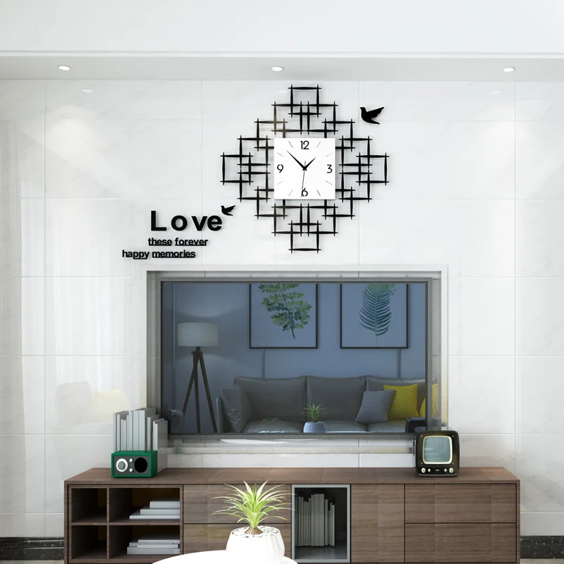 Большие настенные часы современный дизайн модные 3D геометрические акриловые