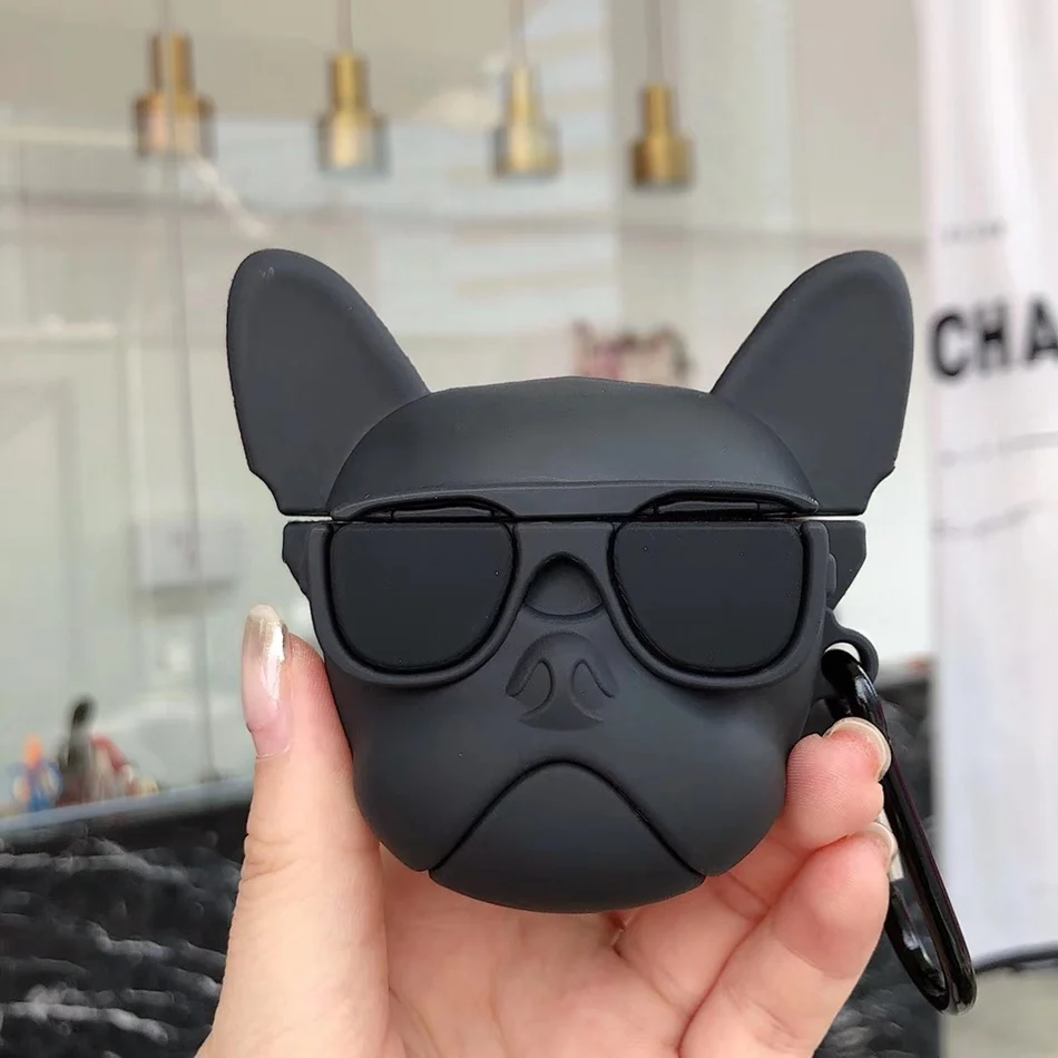 3D чехол для наушников для Airpods, чехол, милый силиконовый чехол с изображением собаки утки из мультфильма для Apple Air pods 2, наушники/Earpods, чехол, брелок, кольцо