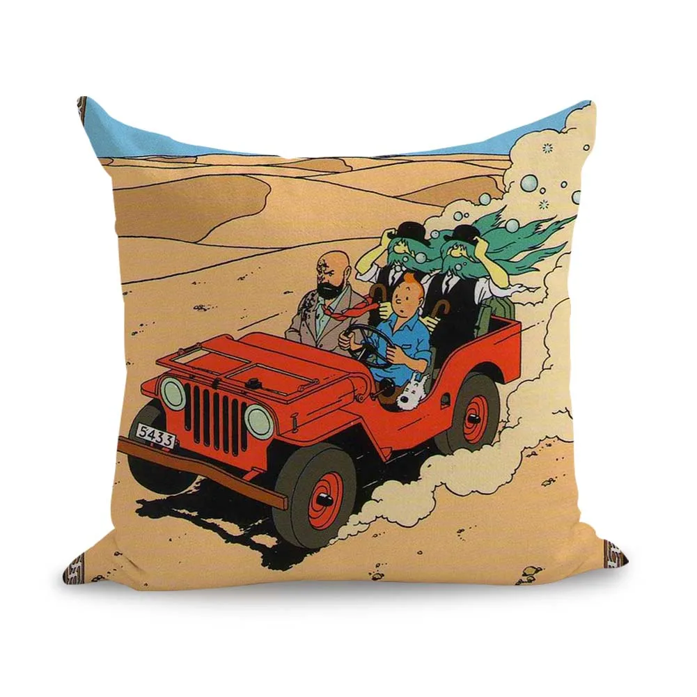 Французские комиксы Приключения Tintin подушки льняной диван подушка для сиденья