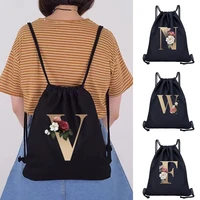 2022 teenagers for backpack gym bag cartoon drawstring backpackcasual tote canvas storage bagsports bags gold print pouch