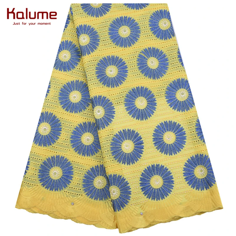 Новейший дизайн африканская швейцарская хлопчатобумажная кружевная ткань Kalume