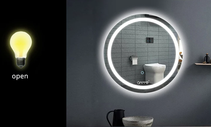 Gappo зеркала для ванной комнаты Круглый Led косметическое зеркало сенсорный выключатель светильник регулируемое настенное зеркало для макияжа Высокое разрешение серебро
