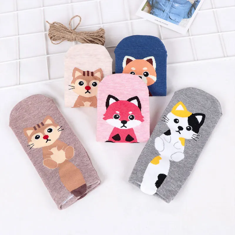 Носки женские Короткие хлопковые в стиле Харадзюку 5 пар|Носки| |