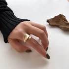 Золотистое серебряное Цветное Матовое металлическое геометрическое Открытое кольцо модное простое Трендовое минималистичное твердое круглое регулируемое кольцо для женщин