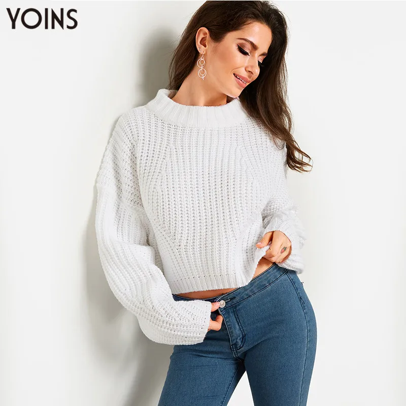 YOINS 2020 Осень Зима Весна женский свитер и пуловер круглый вырез длинный рукав