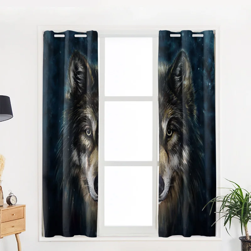 Животные искусство голова Волка плюшевые окна шторы для гостиной мальчиков