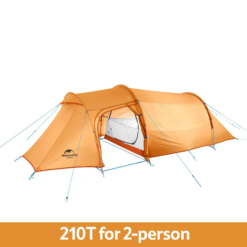 210T Orange P2 Naturehike Сверхлегкий туннельный тент из опалуса для 2~ 4 человек 20D/210T тканевый тент для кемпинга с бесплатной NH17L001-L - Цвет: 210T Orange P2