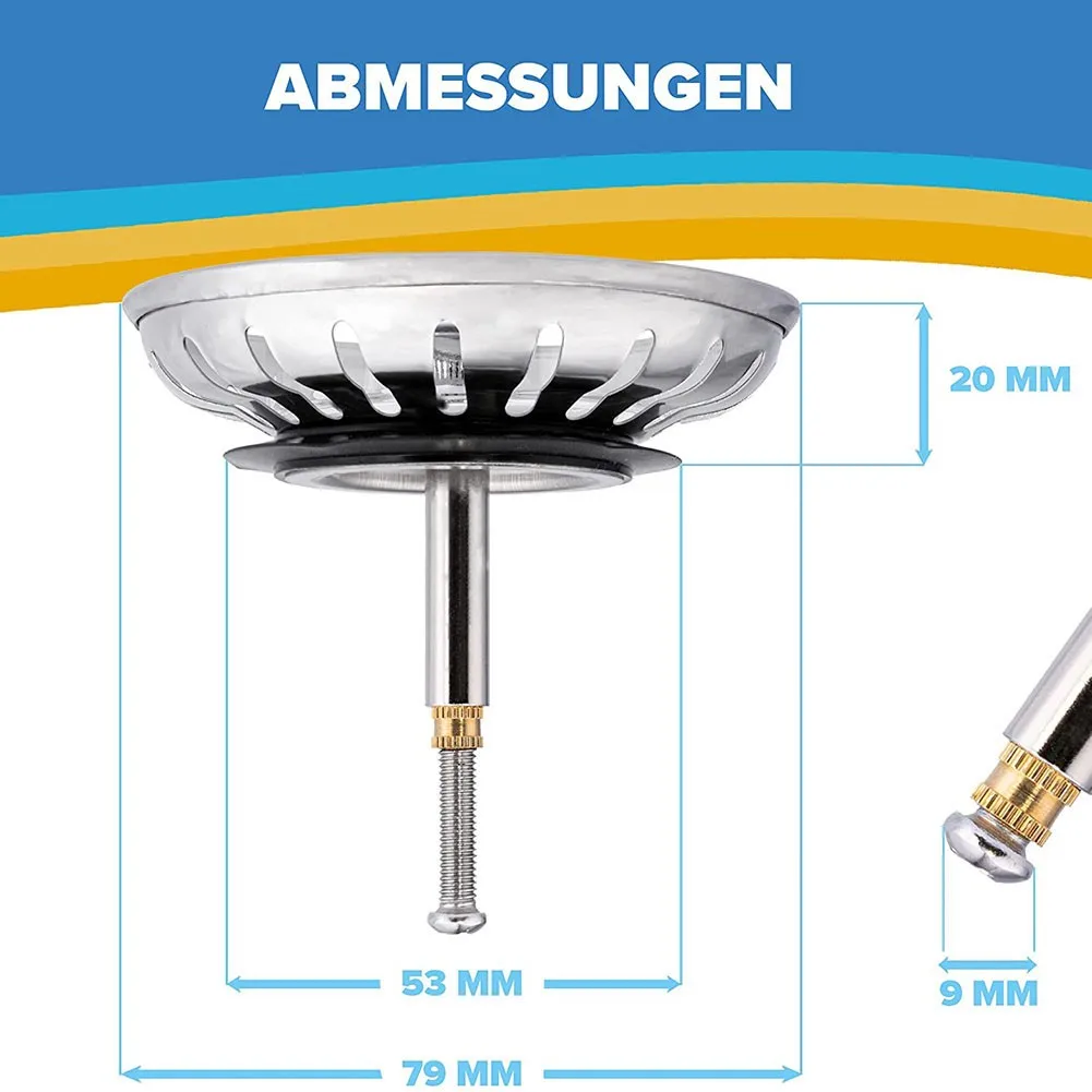 stainless steel waste plug sink filter adjustable kitchen sink drain strainer stopper bathroom accessories hair catcher 7982mm free global shipping