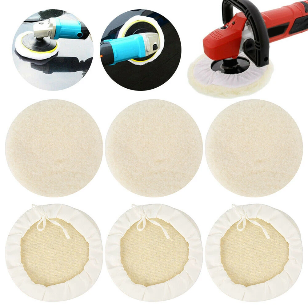 

Polishing Buffing Pad Set Car polishing buffing pad Washable 6pcs 7in Imitation wool Wheel Mop Kit