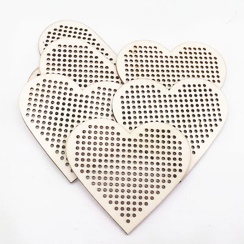10 шт. деревянных подвесок ручной работы в форме маленького сердца украшение для