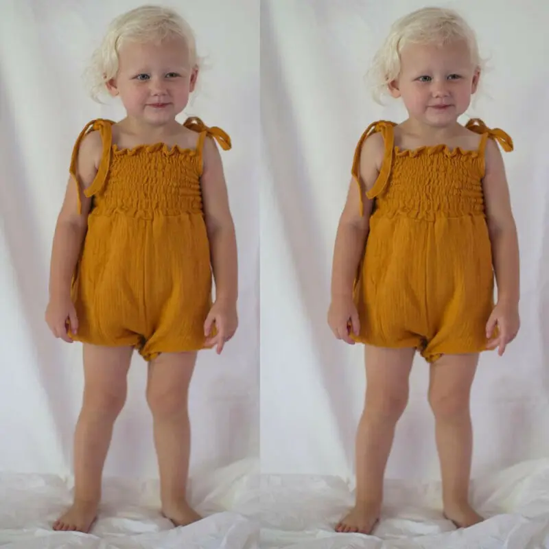 Одежда для маленьких девочек Летний Новый комбинезон из двойной марли Детский с