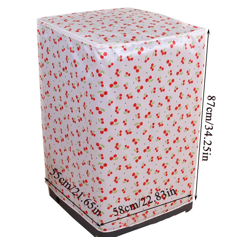 

PEVA Washing Machine Dust Cover Roller Flip Washing Machine Cover Floral Geometric Washing Machine Dust Cover