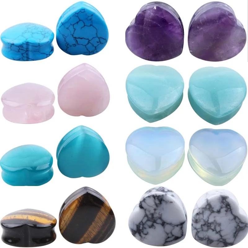 Хит продаж розовый синий фиолетовый сердце камень затычка для ушей модное