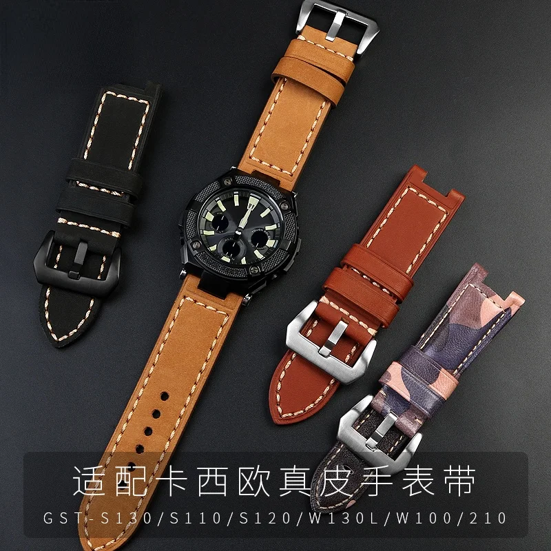 

Crazy Horse Leather Watch Band Is Suitable for Casio GST-S130/S110/S120/W100/210 Leather Watch Band Men