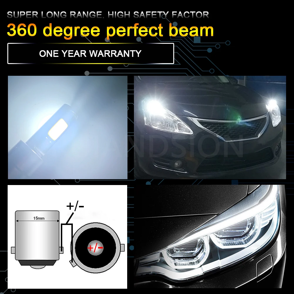 

RUIANDSION 2X COB 80W BAU15S PY21W C1500 Car Rear Fog Lamp Reversing Lght Led Turn Signal For Trucks 10V-30V 12V 24V 6000K 3000K