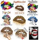 Нашивки для губ с леопардовым принтом для одежды, термотрансферные термонаклейки, сделай сам, моющиеся футболки, термотрансферные нашивки для губ для девочек