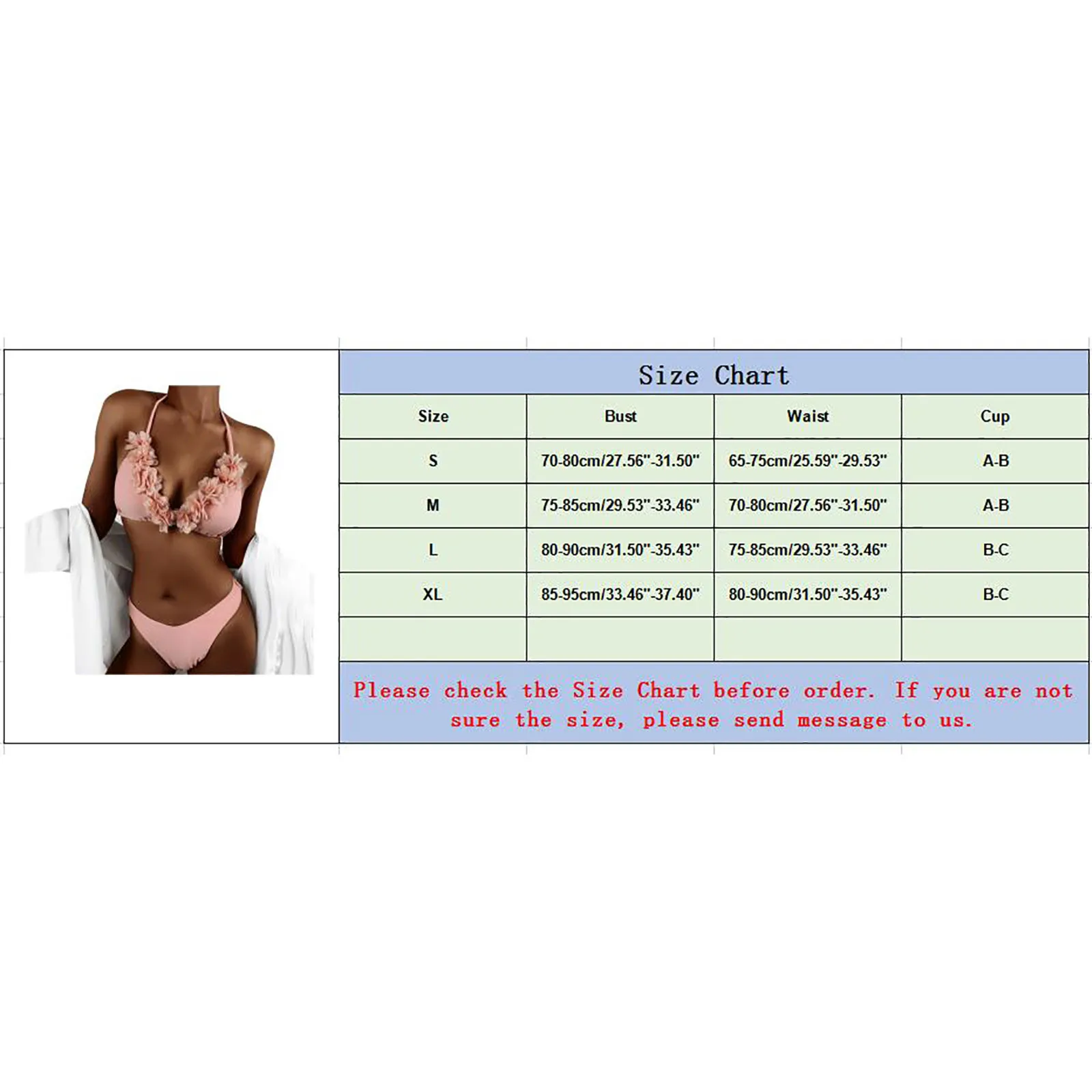 

Women's Sexy Lace Floral Side Beachwear Thong Two Piece Suits Solid Color Push Up Swimsuit Women V Neck Swimwear Bikini Set