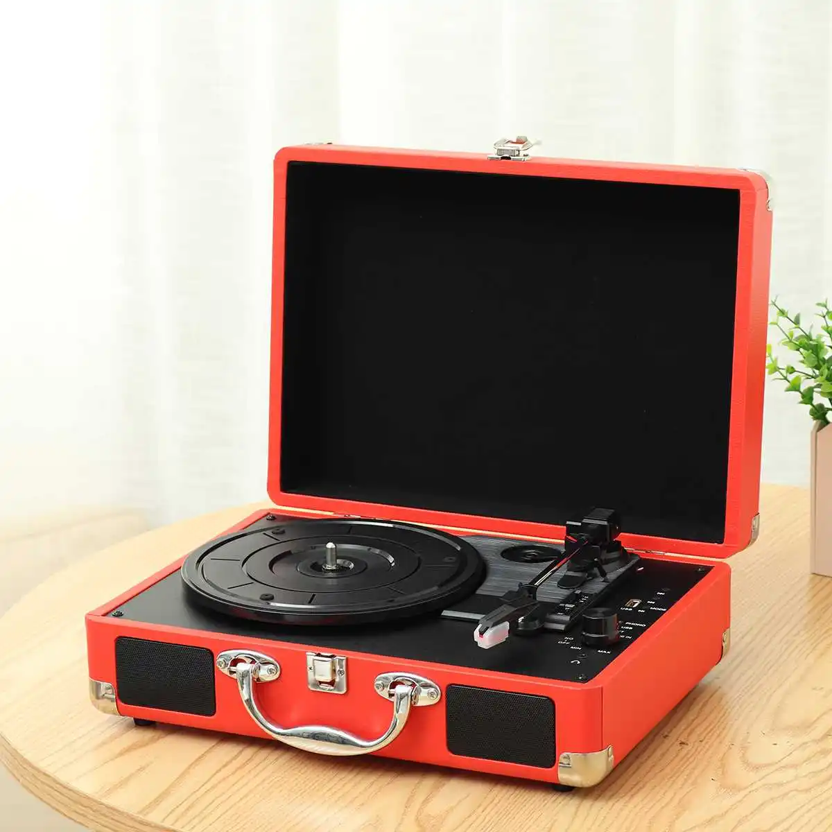 USB / bluetooth ретро-плеер стерео 33/45/78 об/мин трехскоростной проигрыватель виниловых