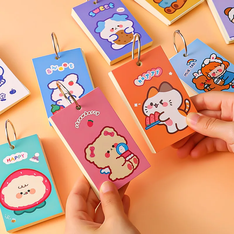 

Мультяшная кольцевая Пряжка, свободная книга с листьями, книга с надписью, офисное сообщение, заметка, Чистая Железная кольцевая книга, милы...