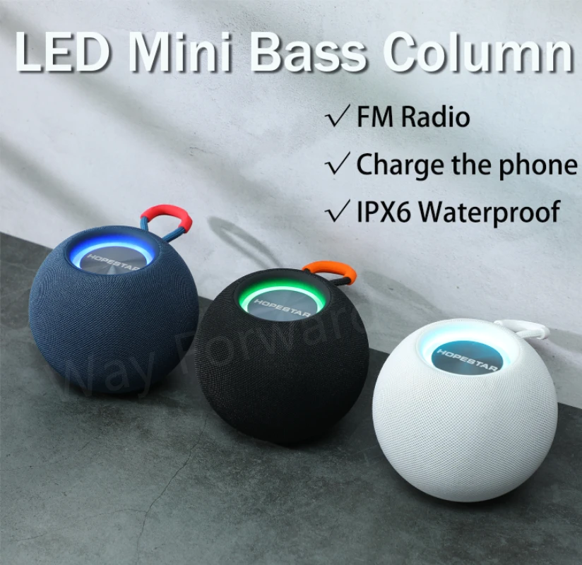 Портативная беспроводная стереоколонка HOPESTAR H52 TWS, водонепроницаемая Bluetooth-колонка, миниатюрная колонка, сабвуфер, бумбокс, FM, TF