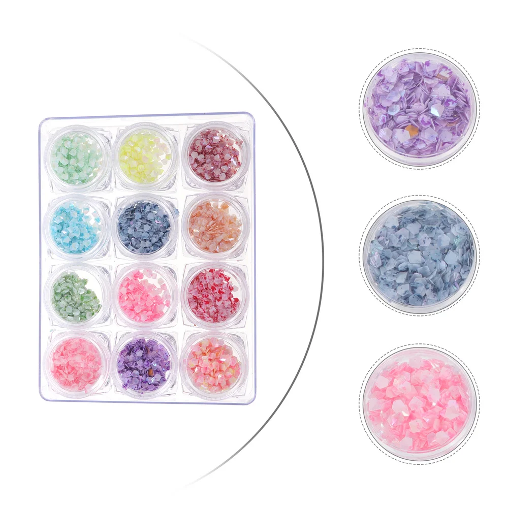 

12 Boxes Nail Tips Charms Marble Manicure Nail Stickers Rhinestones Decor