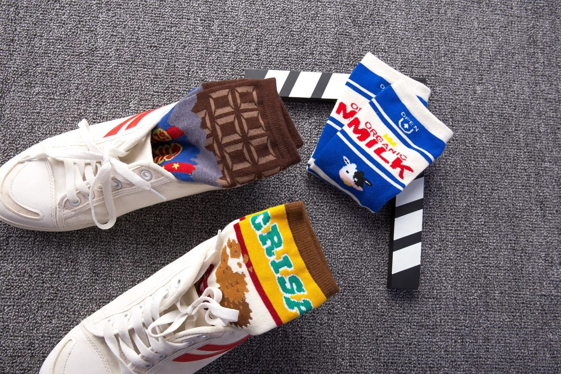 Men and women food fruit print pattern socks avocado McDonald's cookies funny personality fashion print ladies socks lovers