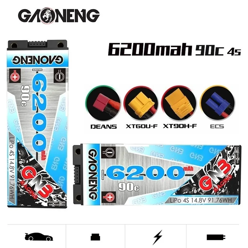 

Перезаряжаемая батарея GAONENG GNB 6200 мАч 4S 1P 90C/180C 14,8 V XT60/T Plug XT90 Plug для 1:8 RC Car Boat