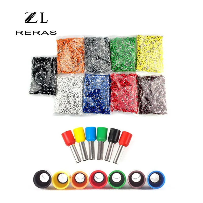 VE Type Tubular Pre Insulated Terminal Cold Pressing Red Copper 0508 7508 1008 1508 2508 4009 6012 10-12 Pin |