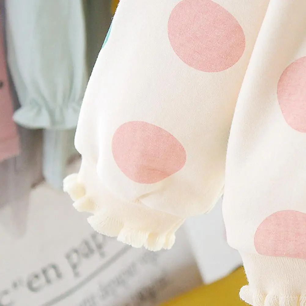 Spring Autumn Sweatershirt Baby Girl Kids Cotton Warm Long-Sleeves Thicken Popular Personality Round Neck Dot Clothes