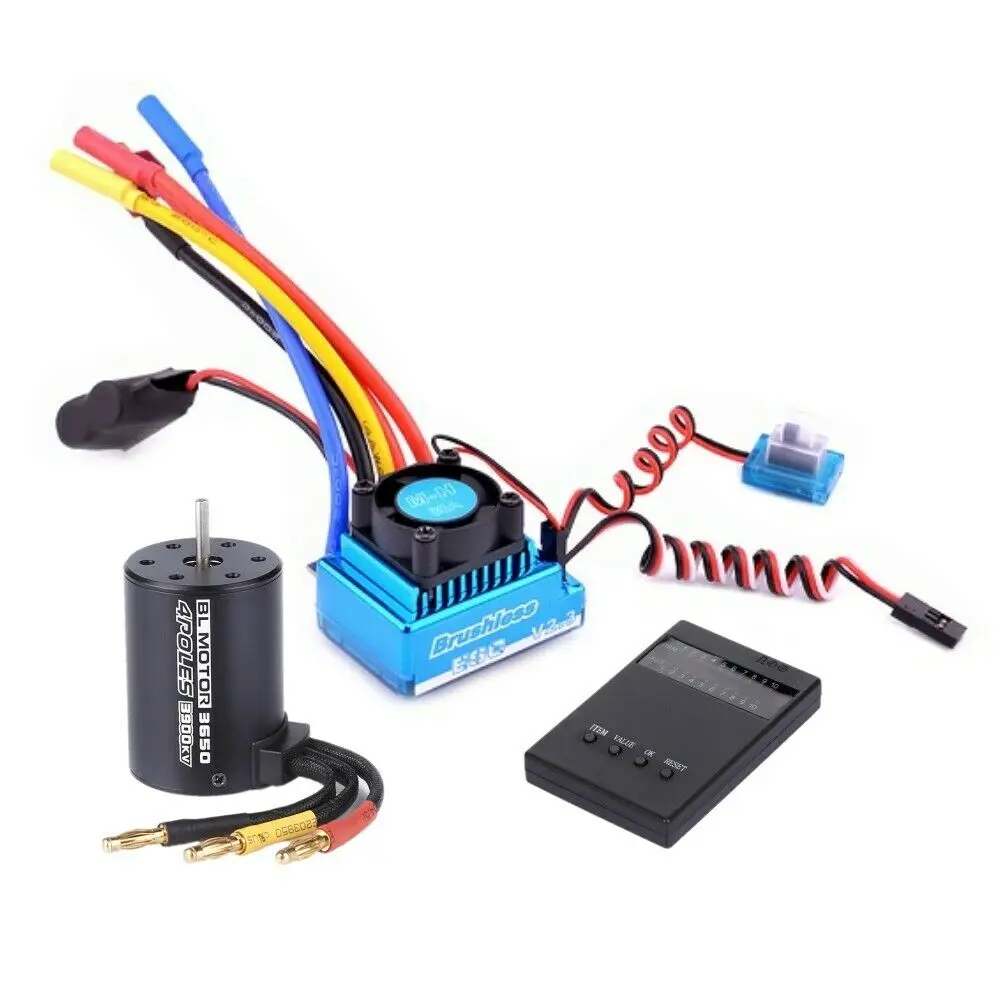 

3900KV 1/10 RC Car Brushless Motor+120A Waterproof Brushless Esc Set With Programming Card Replace Parts For HSP HPI