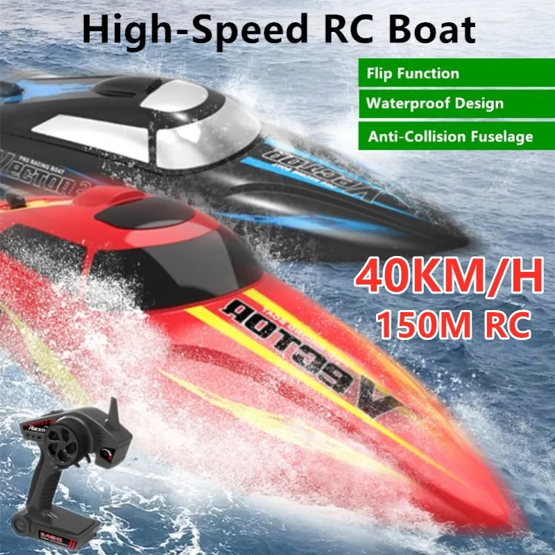 

High Speed Waterproof 150M RC Speedboat Toy 2.4G 40KM/H Overturning Reset Smart Electric Wireless Remote Control RC Boat Boy Toy