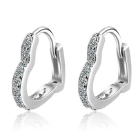 new 925 sterling silver earrings heart shaped simple design for beautiful jewelry gifts for women