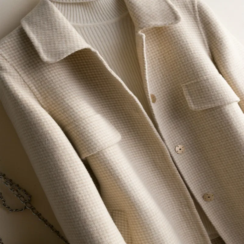 2020 зимнее элегантное 100% шерстяное пальто для женщин корейская мода Дамская