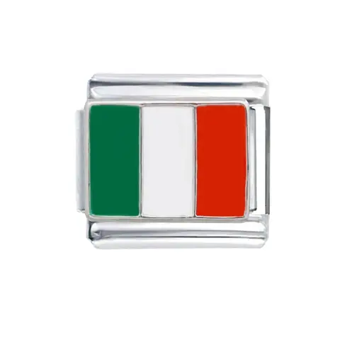 Оптовая продажа, изготовленный из нержавеющей стали, 9 мм, флаг страны Италии, итальянский шарм-браслет Zoppini, Прямая поставка
