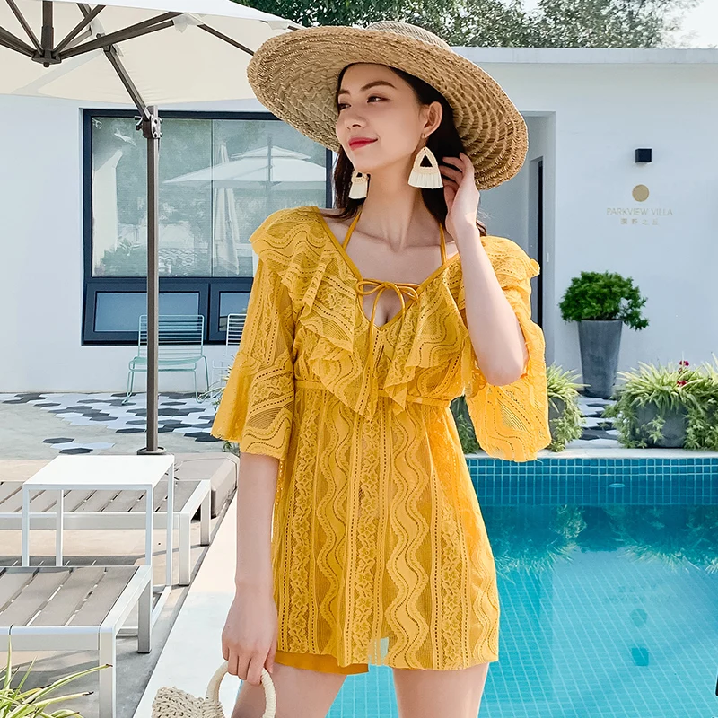 

Charming Beach Conservation swimsuit Hot Lady Red color Bud silk Swimsuit sexy silk hot spring bikini suit Sexy swimsuit