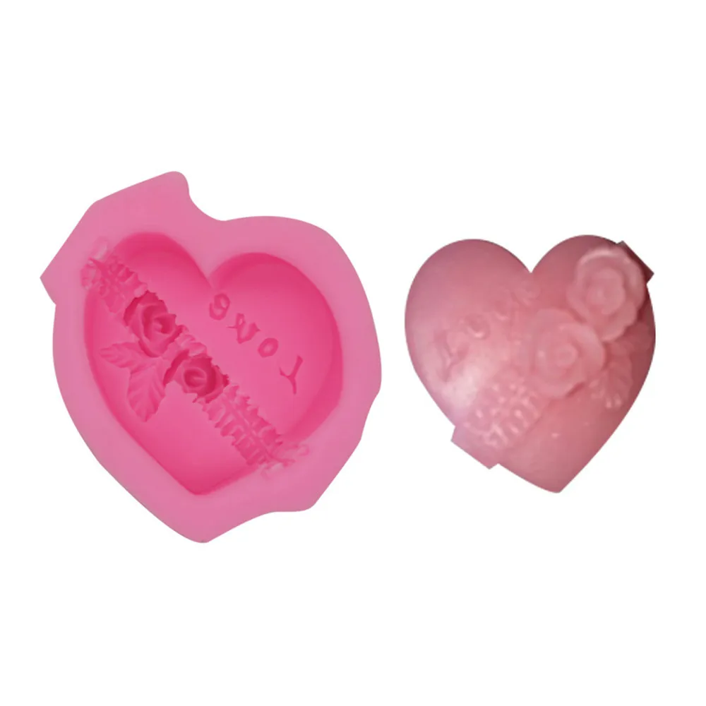 

3D Silicone Soap Mold Heart Love Rose Flower Chocolate Mould Candle Polymer Clay Molds Crafts DIY Forms For Cheap Soap Base Tool