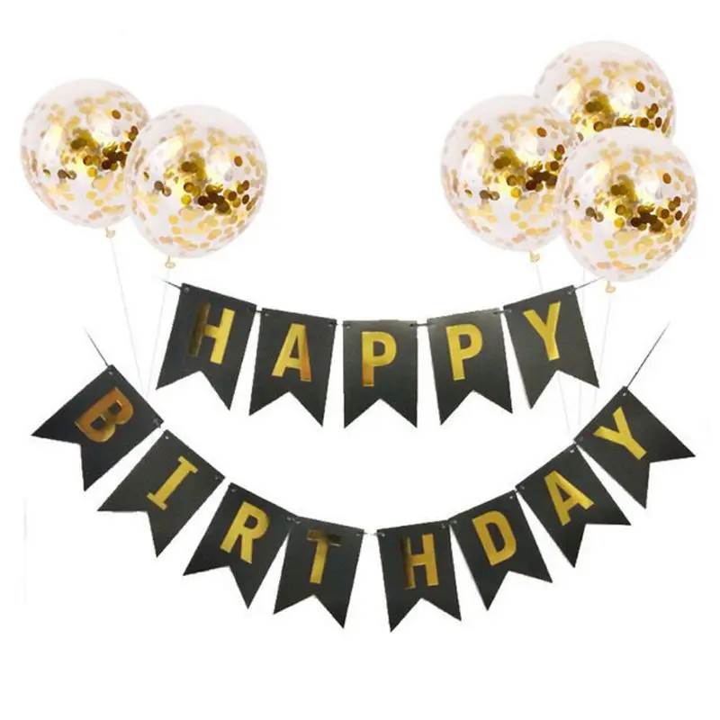 

1Set Gold Foil Balloons Confetti Latex Ballons Happy Birthday Letter Banner Bunting Baby Shower Baloon Birthday Party Decoration