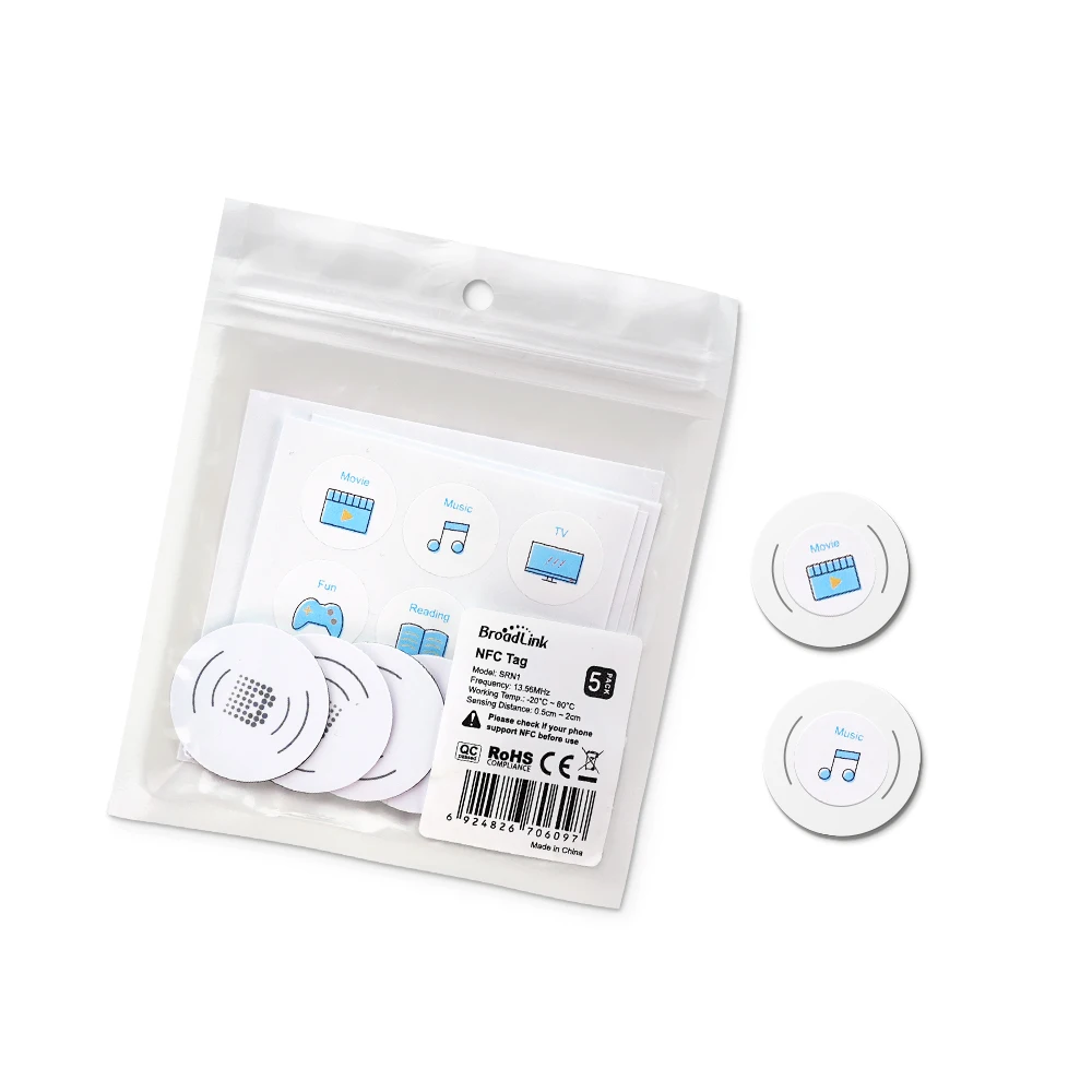 

BroadLink NFC Tags, NXP NTAG215 Waterproof NFC Tag Sticker, Trigger Home Automation Devices and Scenes