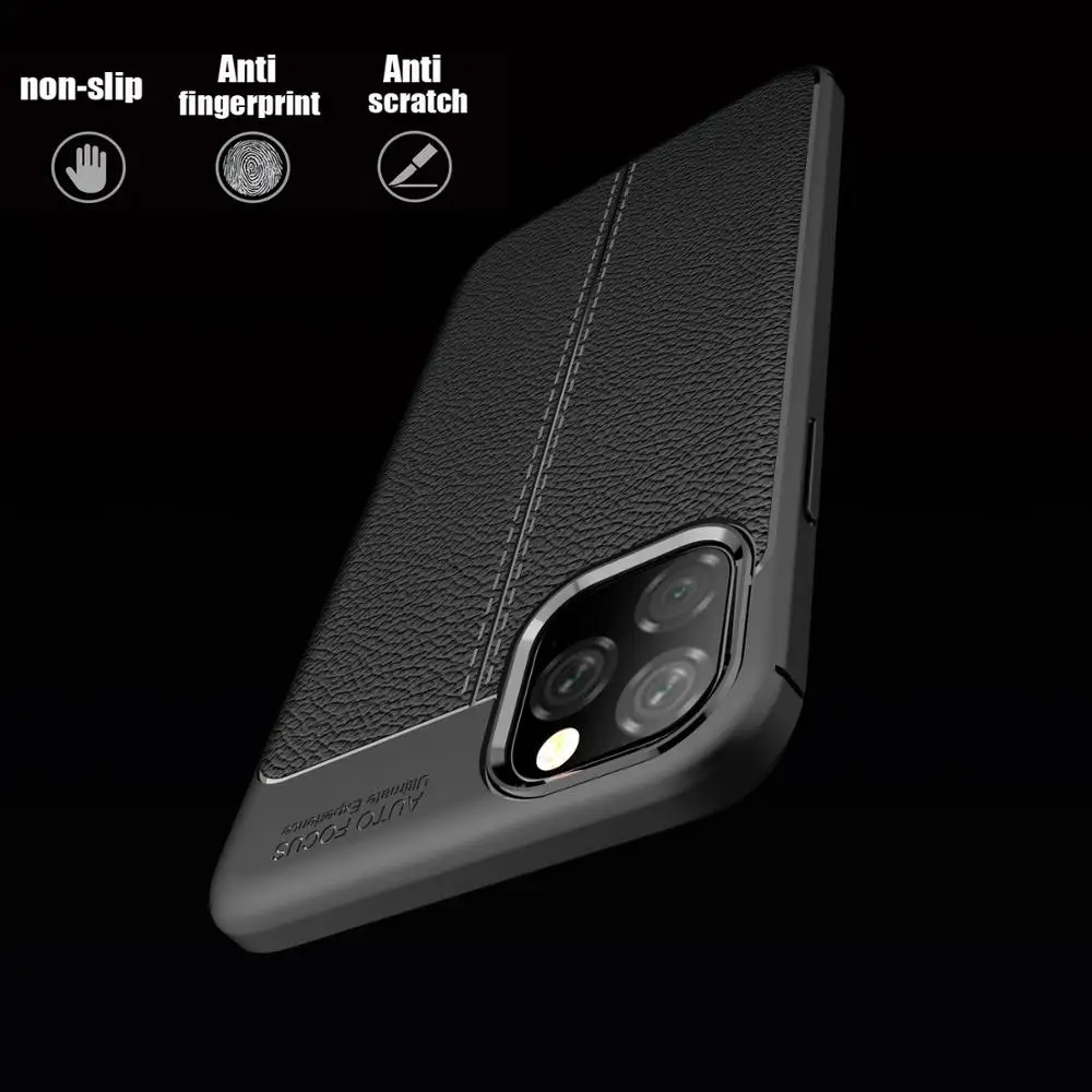 Мягкий чехол для iPhone 11 Pro Max противоударный жесткий деловой кожаный ТПУ