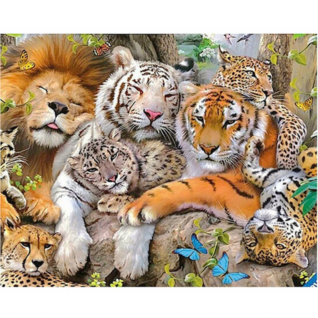 

New 5D DIY full square diamond painting sunflower tiger cartoon Mosaic cross stitch art children home decor wall plastering gift
