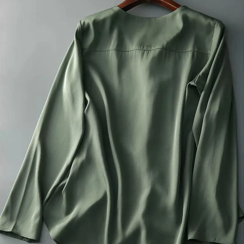 

2021 Spring New Office Lady Fashion Ruffles Tops Women Chiffon Blouse V-neck Shirt Korean Long Sleeve Women Shirts Female 13876