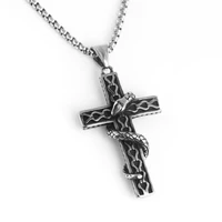 vintage snake winding cross pendant necklace 60cm link chain fashion punk jewelry cross necklace for men hip hop gift