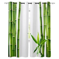 chinese green bamboo zen green plant windows curtains for living room bedroom decorative kitchen curtains drapes treatments