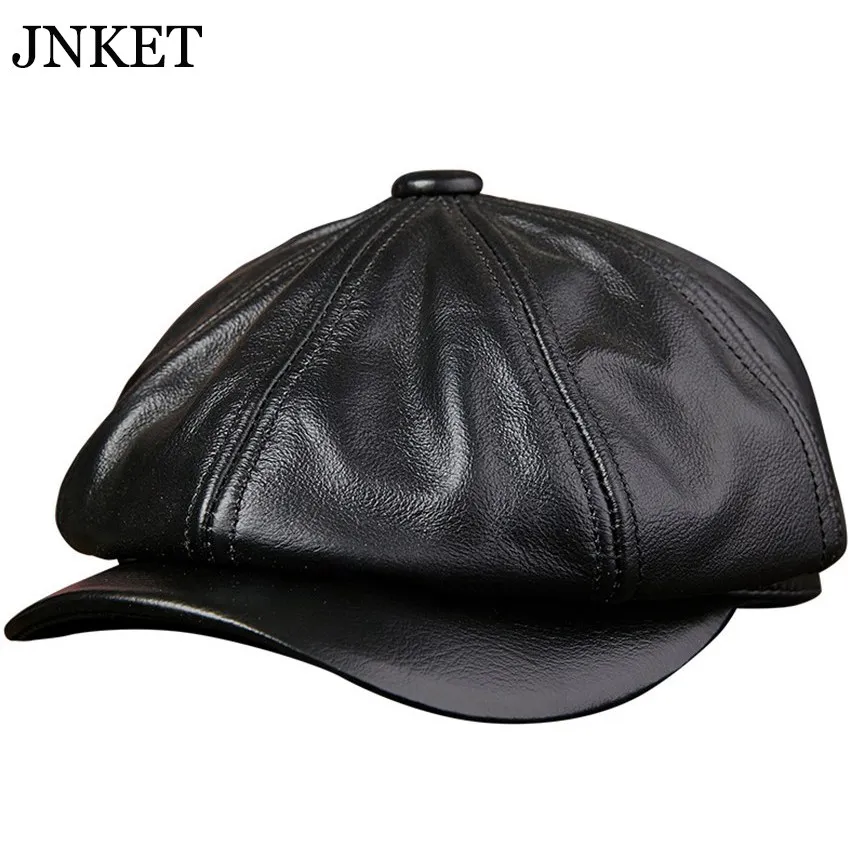 

JNKET новая Ретро Мужская восьмиугольная шапка из воловьей кожи осень и зима модные береты повседневные плоские шапки остроконечная шапка